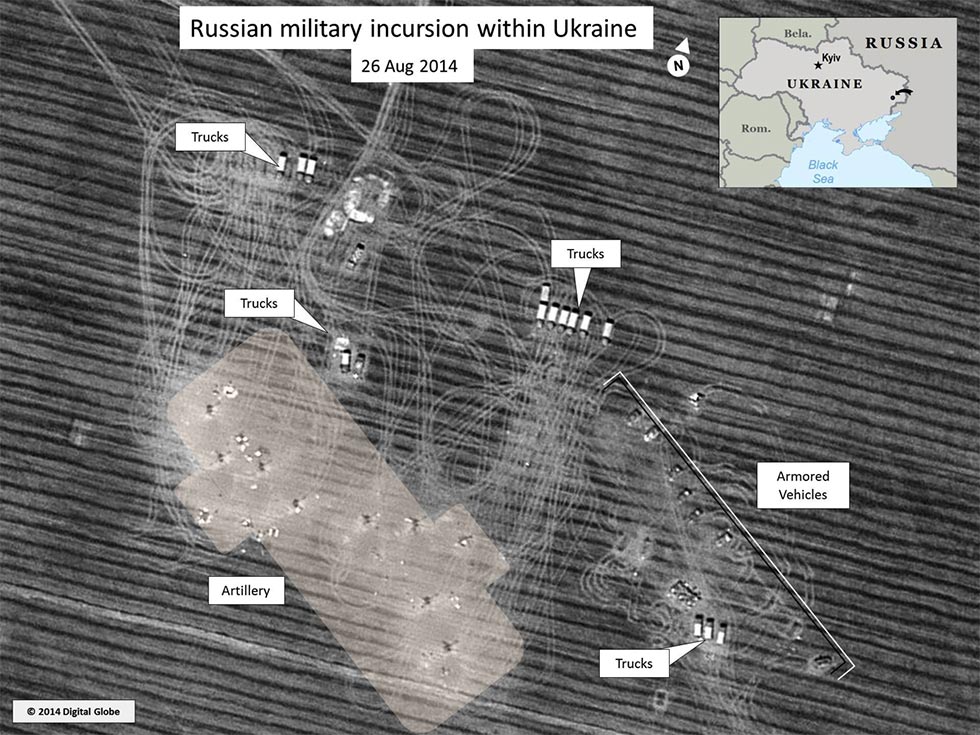 Satellite image in eastern Ukraine