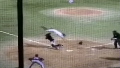 Baseball player flips over catcher