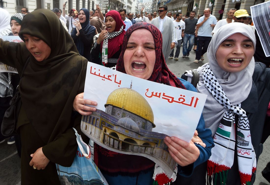 جزائريون يتضامنون مع القدس بشعار:  الجزائر مع فلسطين ظالمة أو مظلومة  - CNNArabic.com