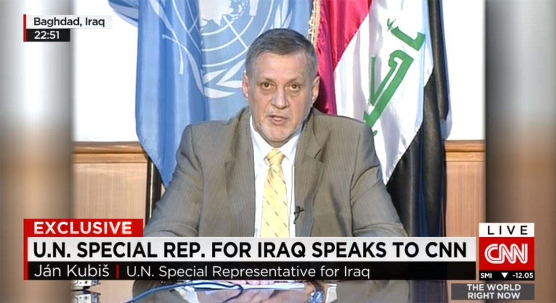 مبعوث الأمم المتحدة للعراق لـCNN حول عدم السماح لنازحين من الرمادي بدخول بغداد: مخاوف أمنية من وجود اختراقات - CNNArabic.com