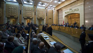 المحكمة الدستورية المصرية خلال إحدى جلساتها للنظر في دستورية قانون الانتخابات لمجلس النواب