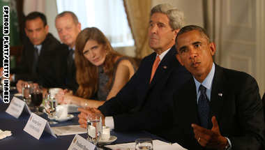 أوباما وكبار مستشاريه يلتقي مع ممثلين عن خمس دول عربية بالإضافة إلى العراق والذين شاركوا في غارات جوية ضد داعش في سوريا