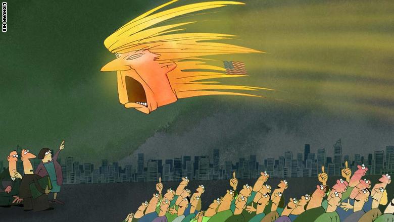 هكذا عبر رسامو الكاريكاتور عن انتصار ترامب وهزيمة كلينتون 161109155421-02-cartoonists
