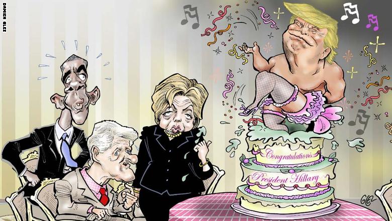 هكذا عبر رسامو الكاريكاتور عن انتصار ترامب وهزيمة كلينتون 161109155431-08-cartoonists