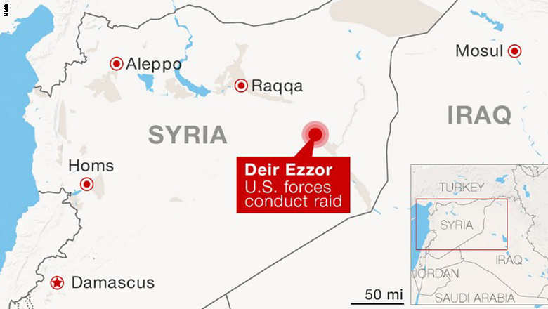 القوات الخاصه الامريكيه تقتل قياديا في داعش شرق سوريا  Isis-syria-map