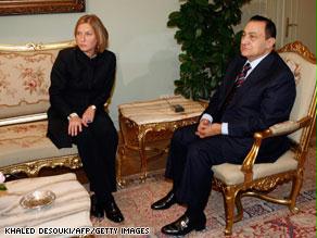 مبارك يستقبل وزيرة الخارجية الإسرائيلية بالقاهرة