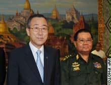 كي-مون بعد اجتماعه بأعلى قيادي في الحكومة العسكرية بميانمار