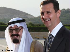 الأسد والعاهل السعودي خلال لقائهما في دمشق