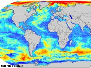 المناطق الحمراء تظهر أماكن هجرة الأسماك