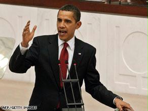 أوباما أثناء كلمة له أمام البرلمان التركي