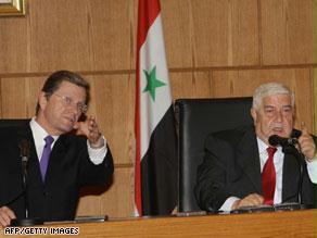 وزير الخارجية السوري خلال المؤتمر الصحفي المشترك مع نظيره الألماني الأحد