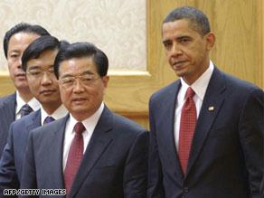 جينتاو وأوباما خلال زيارة الأخير للصين