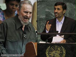 الرئيسان الكوبي كاسترو والإيراني أحمدي نجاد