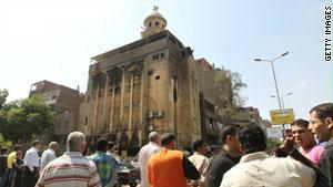 جانب من الكنيسة المتضررة بأحداث القاهرة