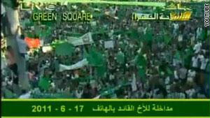 صورة عرضها التلفزيون الليبي خلال كلمة القذافي