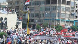 جانب من المظاهرات التي شهدتها مدينة ''حماة'' الجمعة