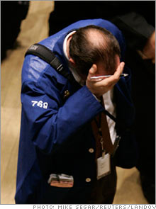A trader on the floor of the New York Stock Exchange during Tuesday's sell-off.