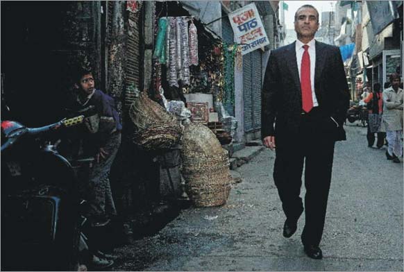 Sunil Mittal, CEO Bharti Enterprises at the Mehrauli market, Delhi, 2006, Ben Baker
